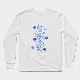 Minimal floral watercolor with blue and purple tones Long Sleeve T-Shirt